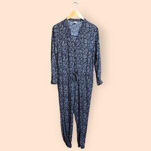 Old Navy Floral Plant Drawstring Jumpsuit One Piece Outfit Jogger Women Medium